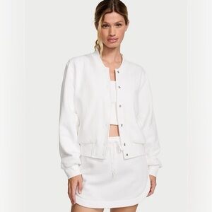 white Victoria's Secret Sport cropped bomber jacket